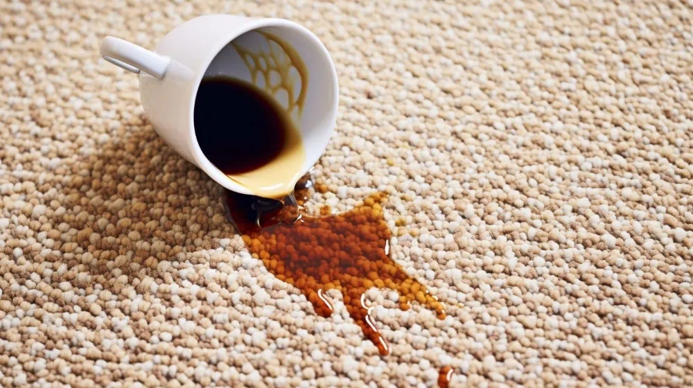 koffie geknoeid op tapijt
