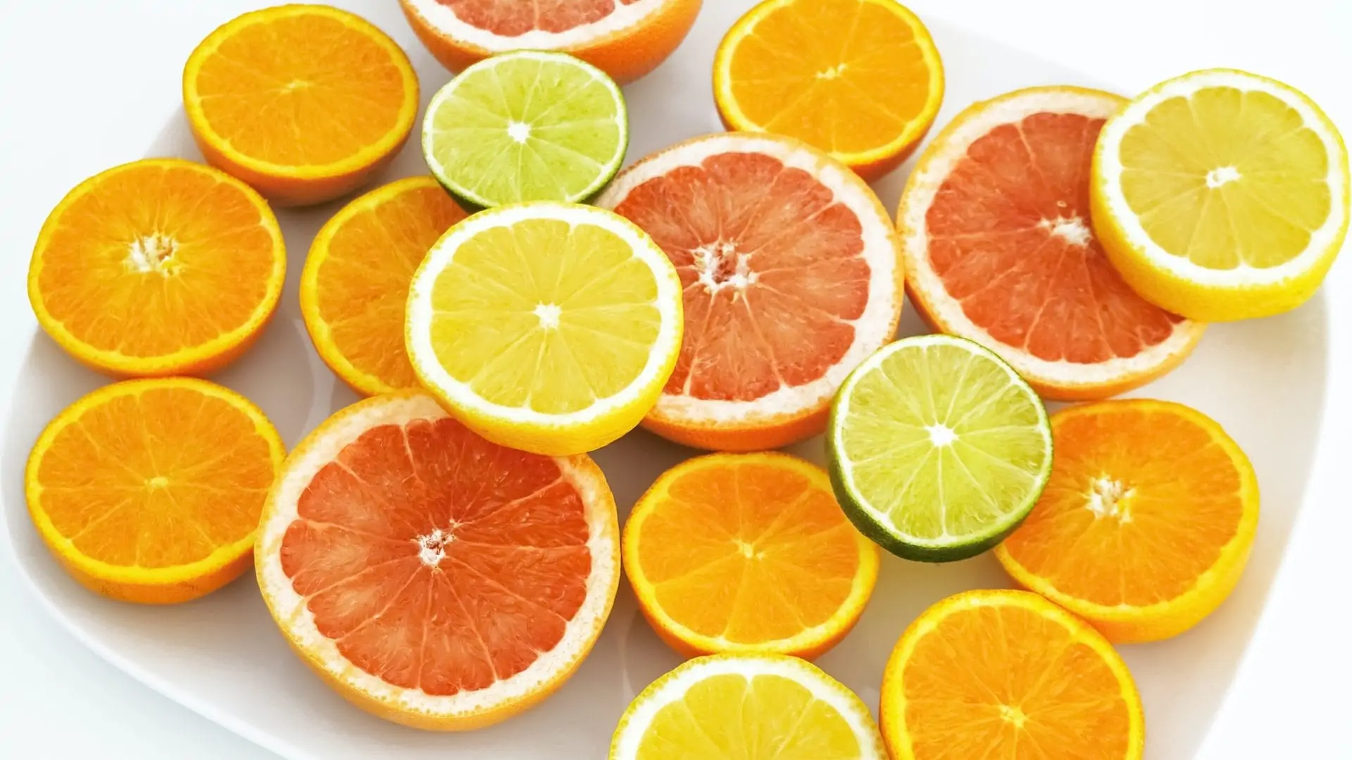 Bord met citrusvruchten, bovenaanzicht
