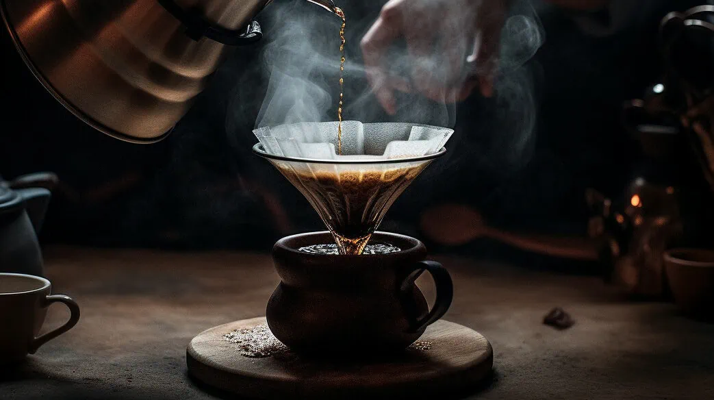 KOffie wordt gezet door een koffiefilter