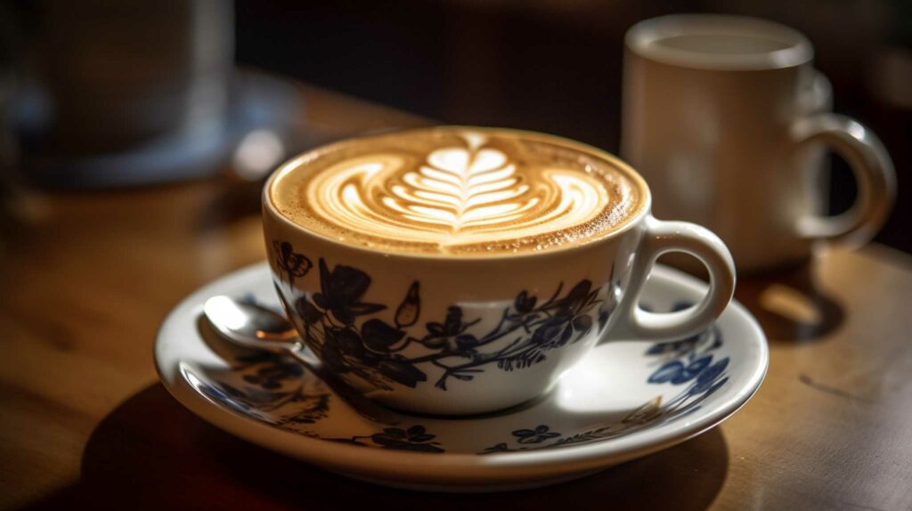 Foto van een cappuccino met latte art