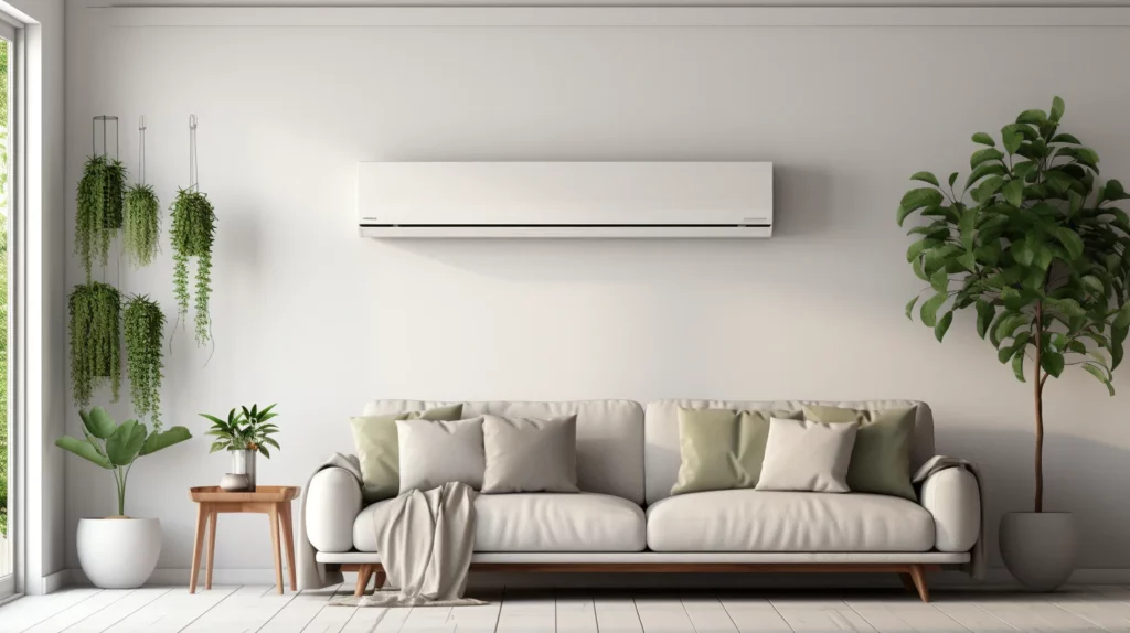 airconditioning in perfecte staat aan witte muur 