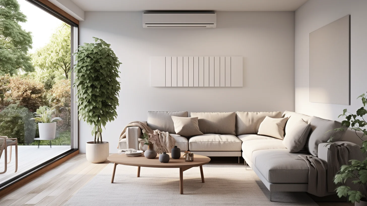 moderne woonkamer met airco-unit