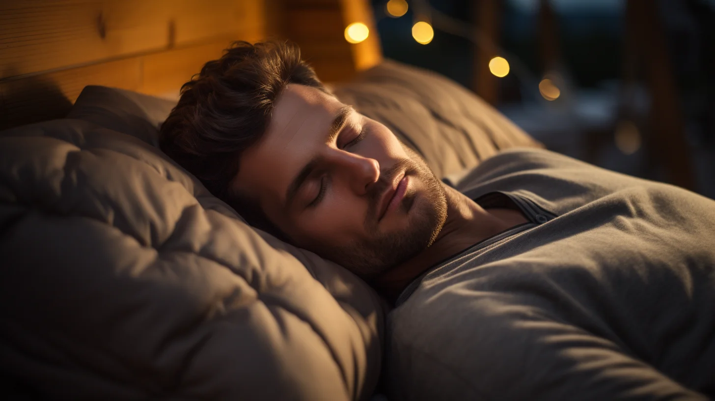 persoon die slaapt in een houten bed op een comfortabel kussen