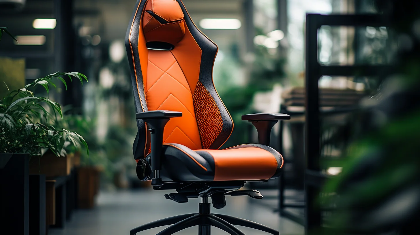 Zwart met oranje bureaustoel, vooraanzicht