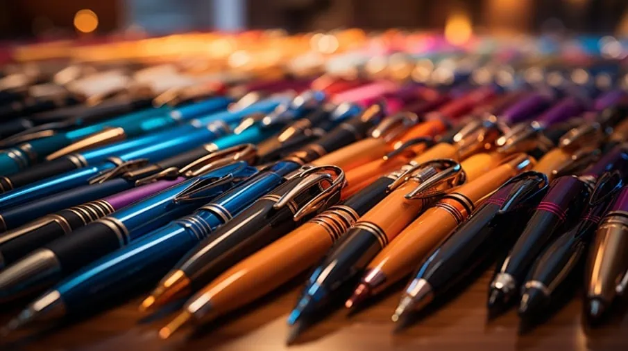 Foto van honderden pennen